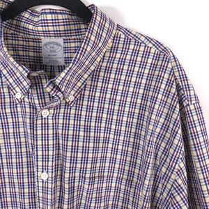 BROOKS BROTHERS 1818 REGENT Button Down Long Sleeve Shirt Plaid Multi Cotton XXL